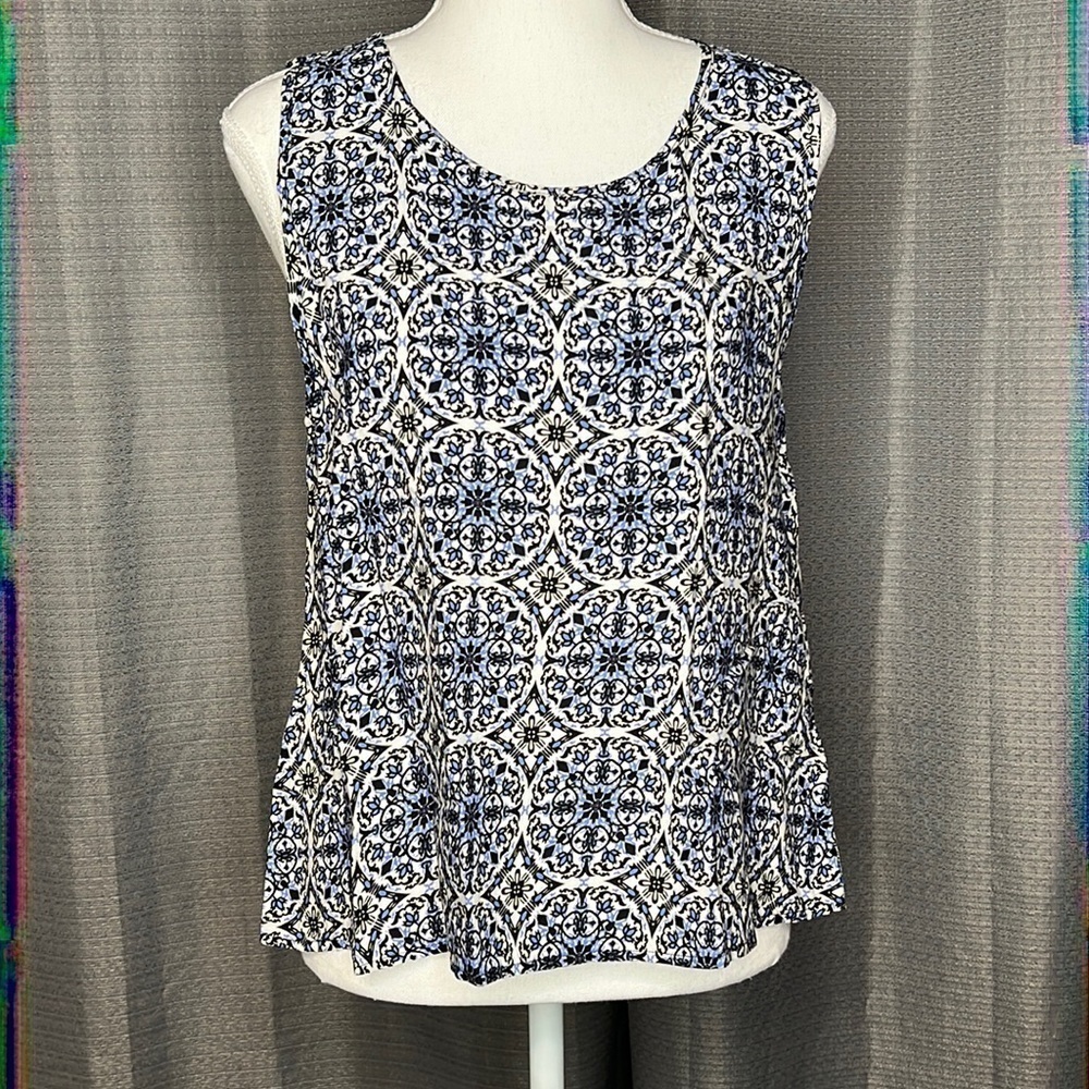 ELODIE MEDIUM BLACK & BLUE TANK TOP ANTHROPOLOGIE